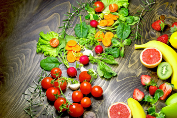 Eating healthy food - organic fruits and vegetables