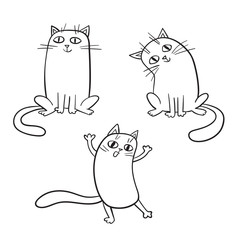 Vector set of cute cartoon cats in various poses.