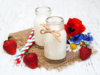 Milk and strawberries