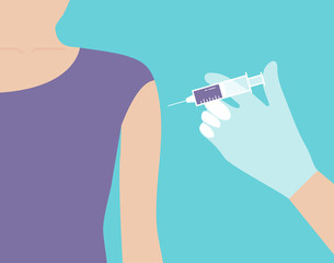 Injection arm. Vaccination. Medical and health care background