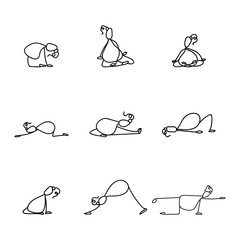 Hand drawing line cartoon yoga for pregnancy