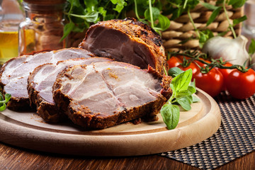 Roasted pork neck with spices