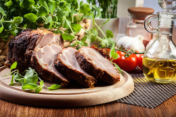 Roasted pork neck with spices