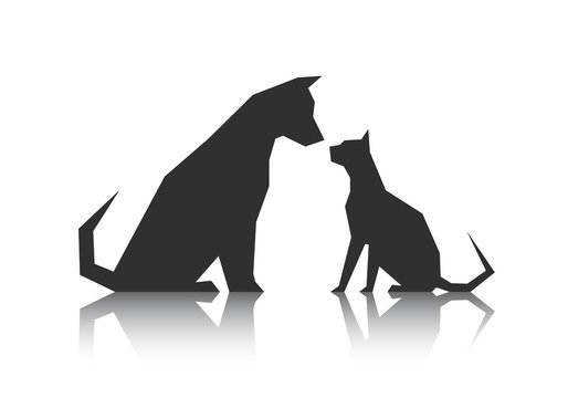 Abstract silhouette Pets from sharp corners