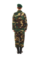 Fototapeta premium Soldier girl in the military uniform