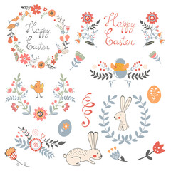 Fototapeta na wymiar Beautiful collection of Easter related graphic elements