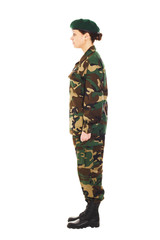 Soldier girl in the military uniform