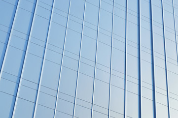 Fototapeta premium Modern blue metal wall of office building