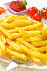 French fries with tomato sauce