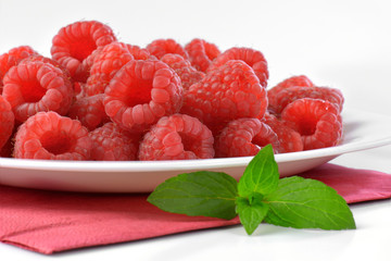 fresh red raspberries