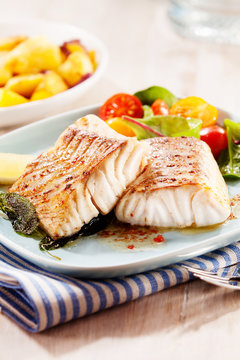 Grilled or oven-baked pollock fillets