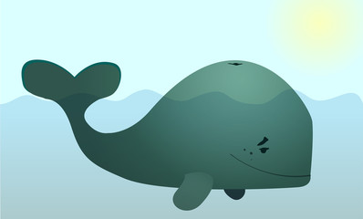 Whale. Cartoon vector illustration.