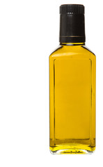 Avocado oil in a bottle over white background