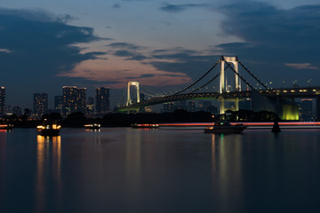 Odaiba Bridge in tokyo after sunset