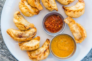 Plate of traditional momos.