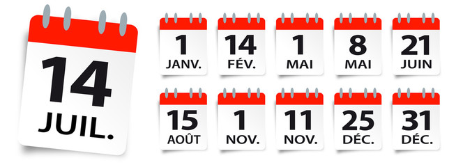 Calendrier / Jours de fête et jours fériés en France