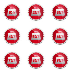 Vector: Black Sale 10 - 90 Percent OFF Discount Label Tag Isolated on White Background