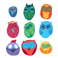 Fotobehang Owls hand drawn set © barsrsind