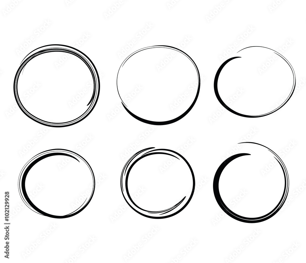 Wall mural Hand drawn circles, vector design elements