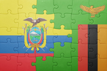 puzzle with the national flag of zambia and ecuador