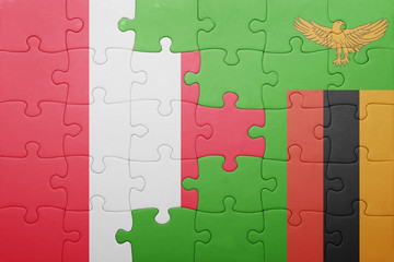 puzzle with the national flag of zambia and peru