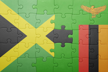 puzzle with the national flag of zambia and jamaica