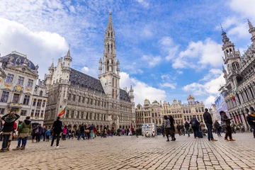 Foto op Plexiglas Grote markt in de zomer Brussel, België © basiczto