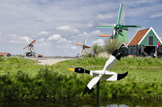 Windmills at Zaanse Schans, Amsterdam, Holland.