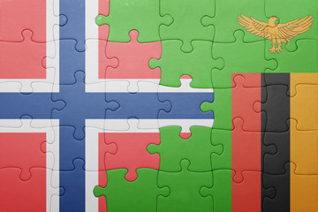 puzzle with the national flag of zambia and norway