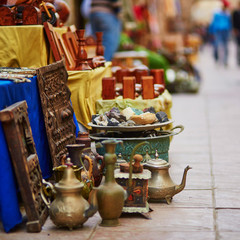Teapots on Moroccan market in Essaouira, Morocco