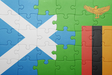 puzzle with the national flag of zambia and scotland