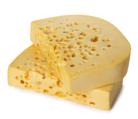 Cheese close-up isolated on white background.