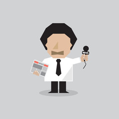 Reporter Man Vector Illustration.