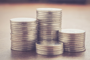  money concept coins currency baht thai with filter effect retro