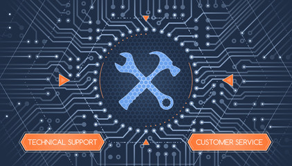 Technical Support & Customer Service - Infographical Concept. Graphic template on the subject of 'Industrial Repair Service'.