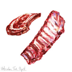 Watercolor Food Clipart - Meat 