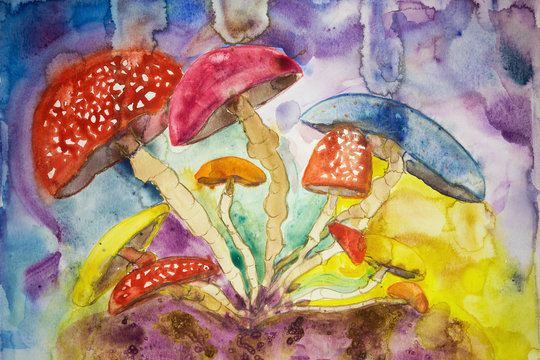 Psychedelic mushrooms insomnia. The dabbing technique gives a soft focus effect due to the altered surface roughness of the paper.