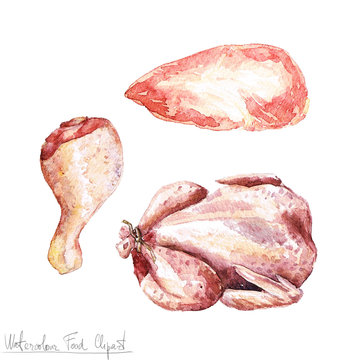 Watercolor Food Clipart - Meat 