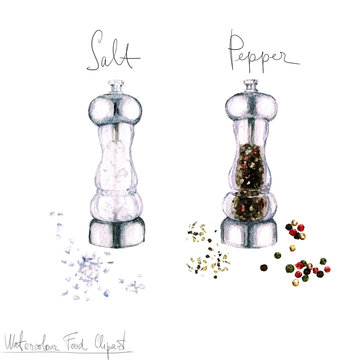 Watercolor Food Clipart - Salt and Pepper
