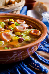 Soup with vegetables and sausages
