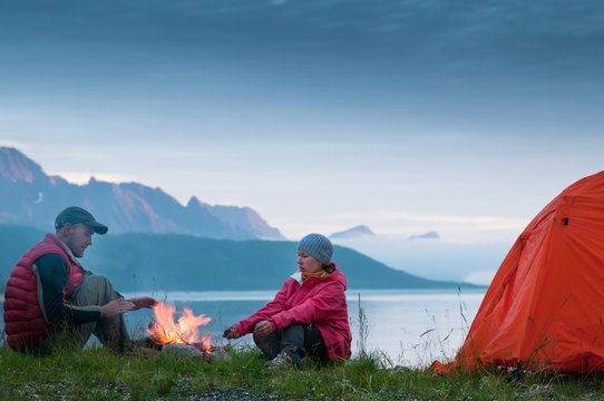 couple camping in Norway