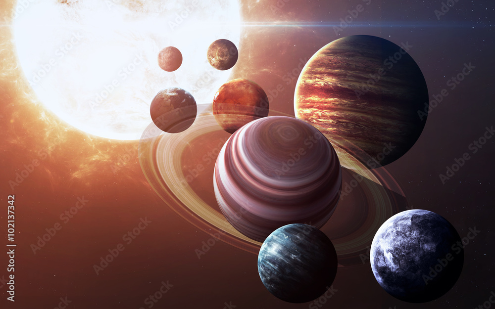 Poster high resolution images presents planets of the solar system. this image elements furnished by nasa.