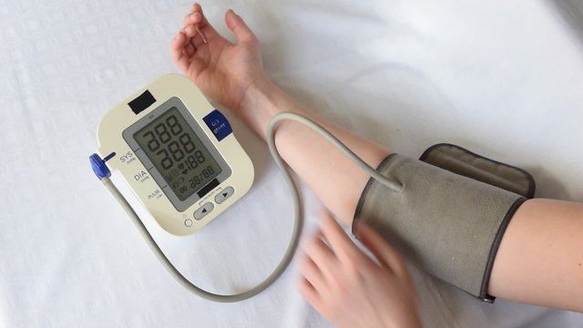 Blood pressure displayed on monitor close-up