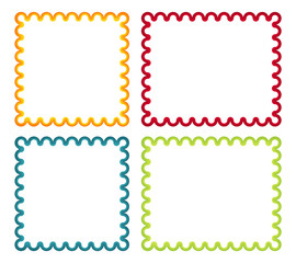 Collection of 4 isolated colorful curl frames