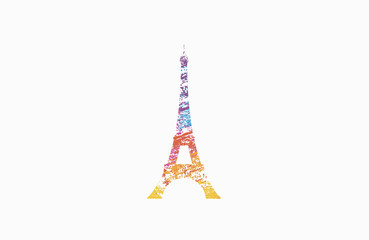 Fototapeta na wymiar Eifel tower. Paris. France. Rainbow Eifel tower. Grunge eifel tower. Colorful logo