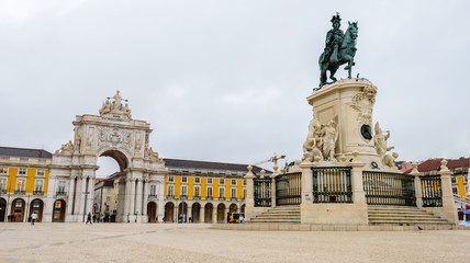 Fototapeta na wymiar Commerce square (Praca do Comercio), Baixa district, Lisbon, Portugal.
