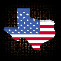 Texas map flag on hex code illustration