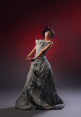 Fototapeta premium Girl model in a beautiful dress.