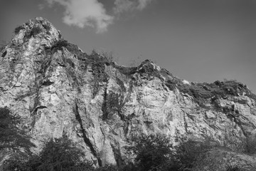 Dramatic Mountain Landscape, Black and White Image