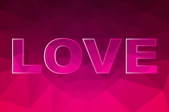The illustration Love Pink color and Heart polygon Background design.